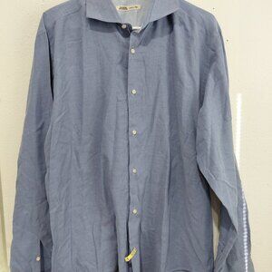 Maurizio Baldassari Button Up Blouse Made in Italy Dress Shirt Blue Cotton XL